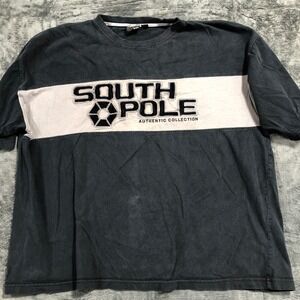 Southpole T-Shirt Mens XXL Black White Colorblock Embroidered Logo Y2K Good